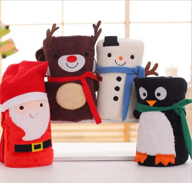 

80*100CM Christmas Child Blanket Towel Cute creative hot cartoon Coral Fleece Home sofa sleep Cover Gift Present wholesale FG463