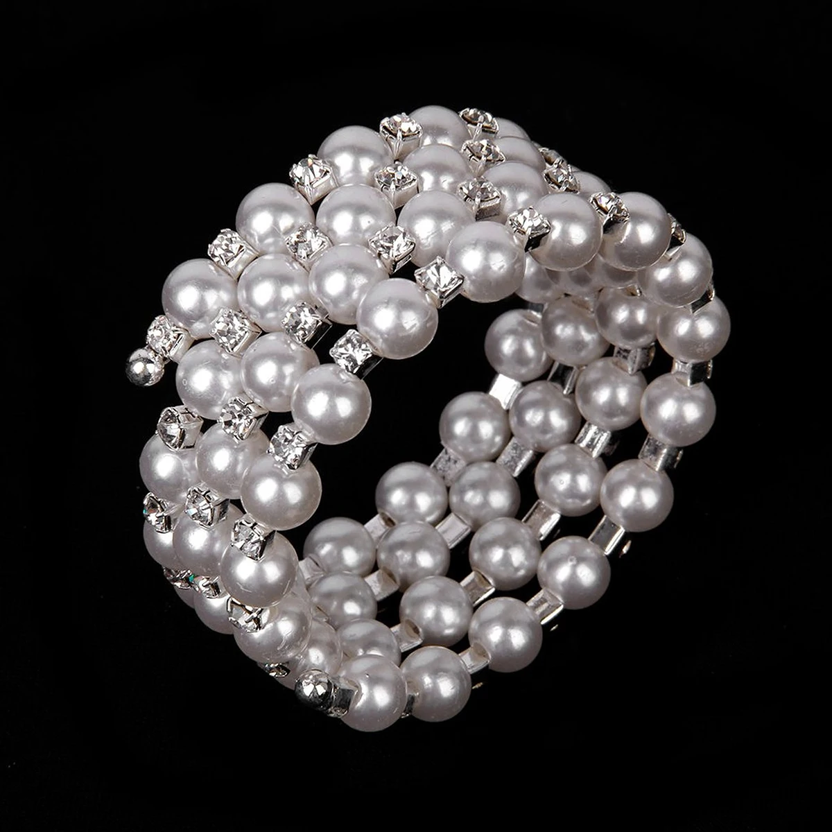 Свадебный браслет с искусственным жемчугом и стразами|bridal bangle|bracelet rhinestonebracelet