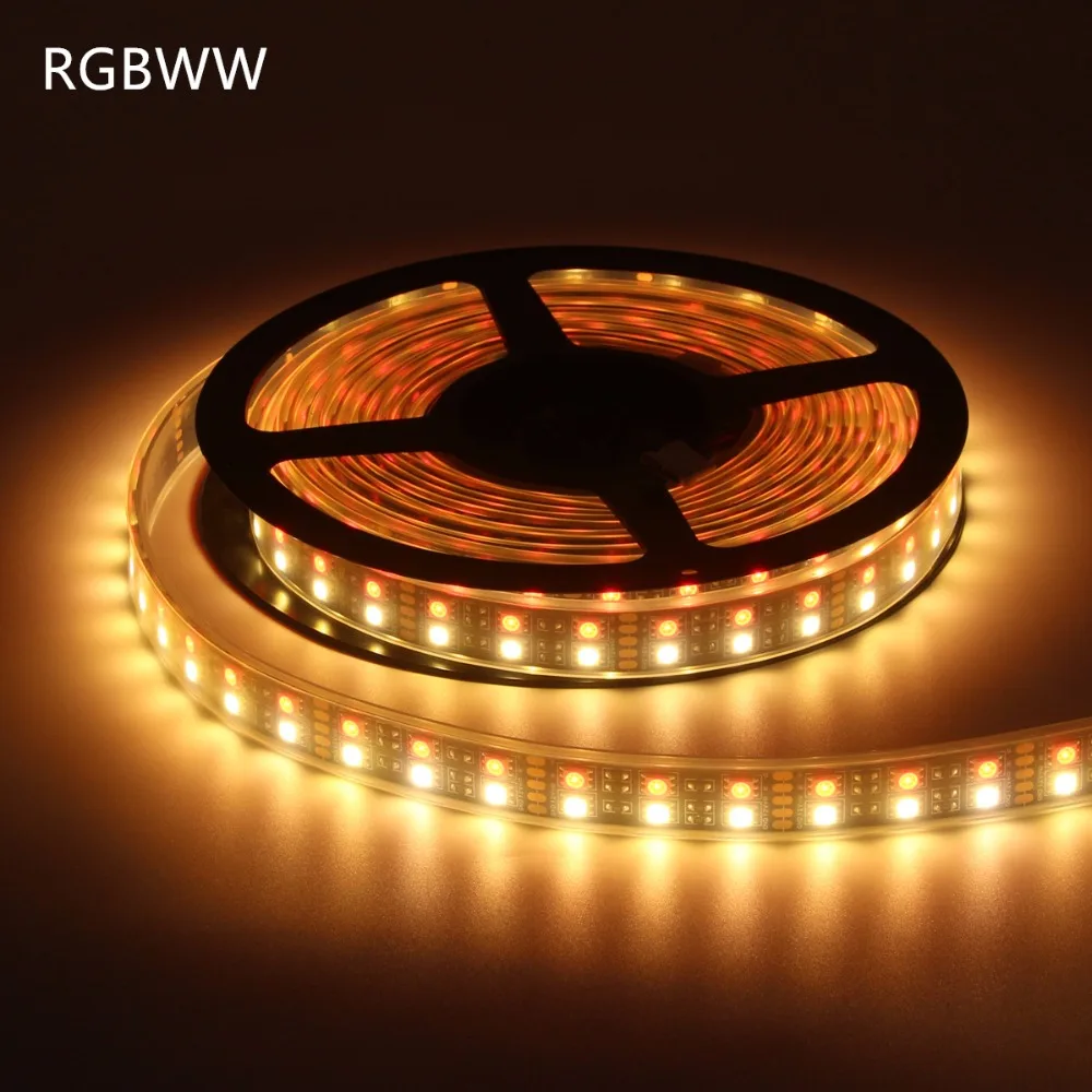 RGB Светодиодная лента Водонепроницаемая 5050 120 светодиодный s/m двухрядный Черный PCB DC 12 В 24 В RGBW RGBWW светодиодный светильник Гибкая неоновая лента Luz