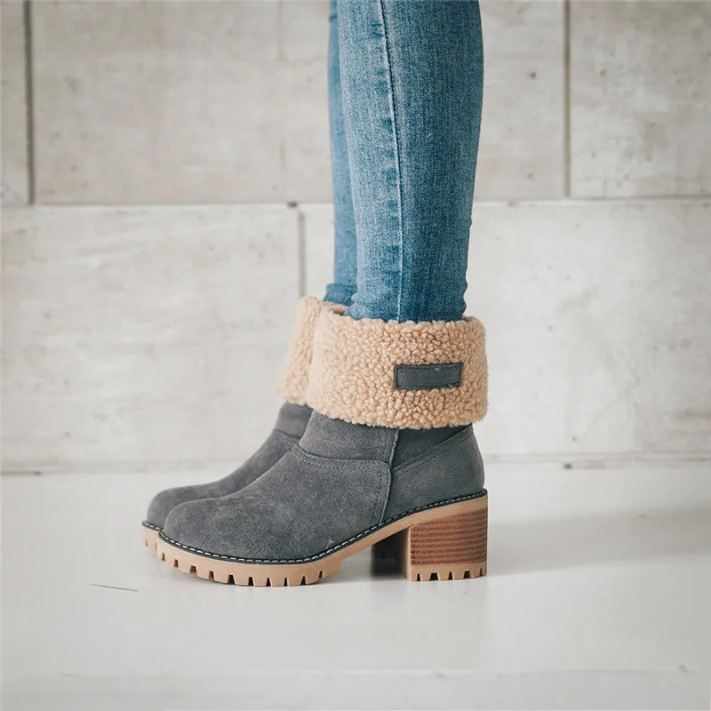 Женские ботинки на высоком каблуке уличные теплые шерстяные Ботинки Martin