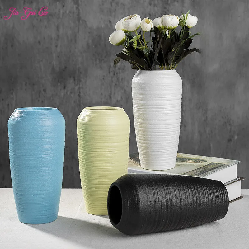

JIA-GUI LUO High 20CM Vase decoration living room bar white porcelain dried flower floral creative ceramic C031