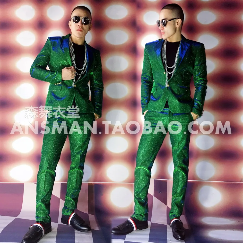 Горячая новинка 2021 Для мужчин тонкий певец Цвет блейзеры электро синяя зеленая