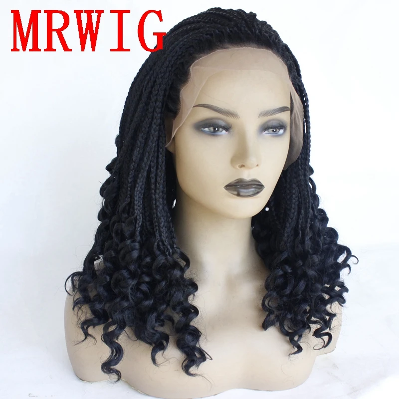 MRWIG черный/темно коричневый волос Цвет плетеный ящик косы синтетических Glueless