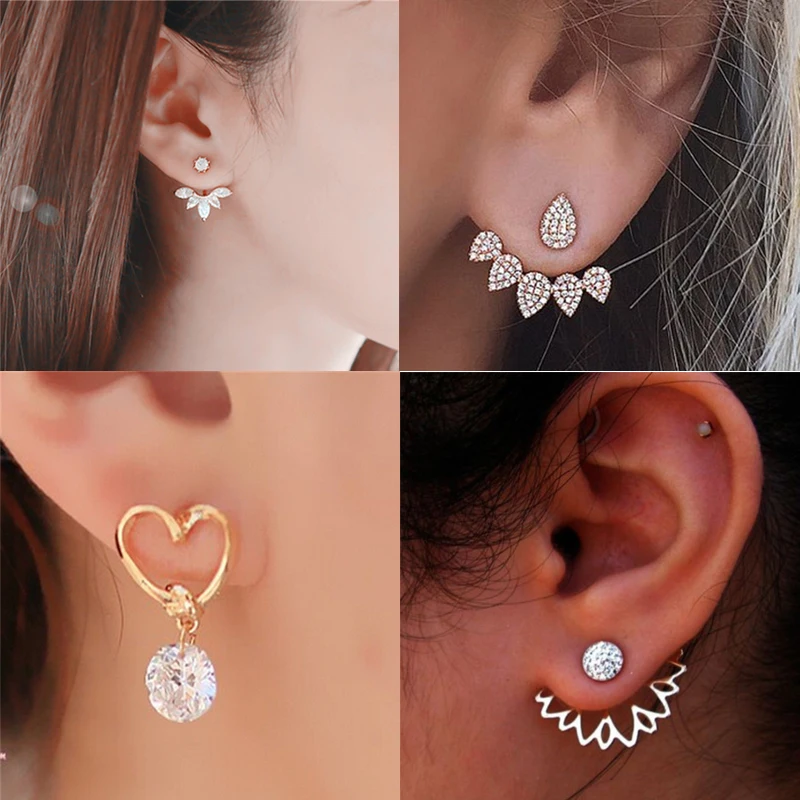 

New Imitation Pearl Heart Crystal Flower Leaf Angel Wings Geometry Stud Earrings For Women Statement Ear Jewelry Wedding Jewelry