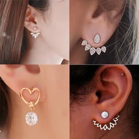 new imitation pearl heart crystal flower leaf angel wings geometry stud earrings for women statement ear jewelry wedding jewelry