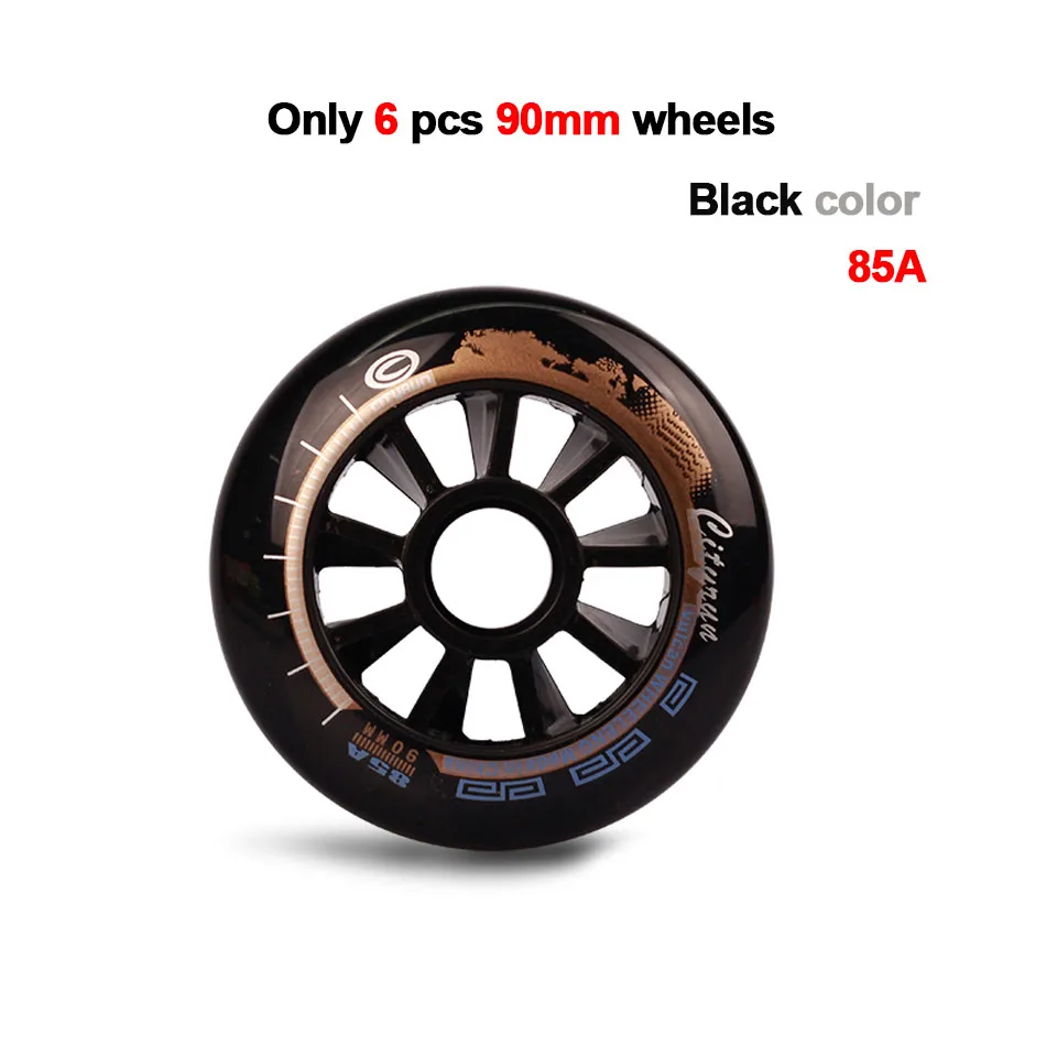 black 90mm 6pcs JK Cityrun Inline Скорость коньки колеса 85A 100/110/90 мм Профессиональный 6 или 8 шт. Катание на коньках ролика для Пижама-комбинезон для детей, Patins LZ49 - Цвет: black 90mm 6pcs