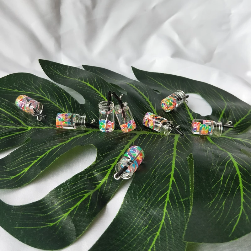 10pcs Sweet Candy Bottle Resin Charms Fashion 3D Transparent Beverage Bottle Pendants Floatings Earring Jewelry Accessory YZ466