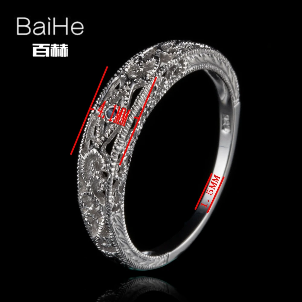 Женское винтажное свадебное кольцо BAIHE однотонное Белое золото 14 к 0 01 карат H/SI с