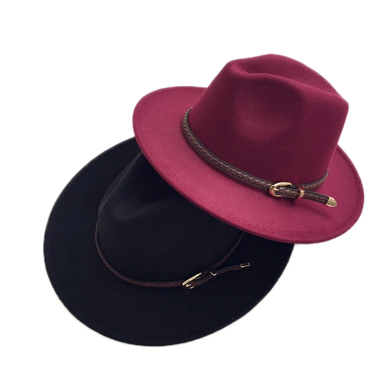 

Winter Panama HAT Men Vintage Trilby Cap With Belt Women Felt Cap New Fedoras Hat 8 Colors Autumn Jazz Cap hommes fedora YY17259