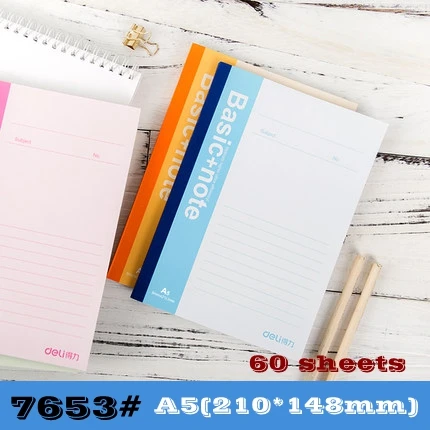 1PCS Deli 7650 Soft face notebook Hand writing notebook A5 B5 A4 32k Size optional 30-100 sheets notebook - Цвет: A5-60sheets