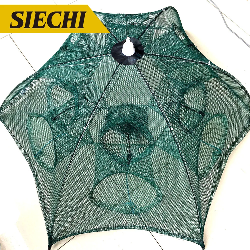 Strengthened 4-20 Holes Automatic Fishing Net Shrimp Cage Nylon Foldable Crab Fish Trap Cast Folding Network | Спорт и развлечения
