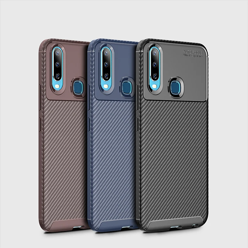 Ударопрочный чехол из углеродного волокна и ТПУ для Vivo Y17 Y3 Y5 Y12 Y15 U3x U10, чехол, полный протектор, мягкий силиконовый чехол