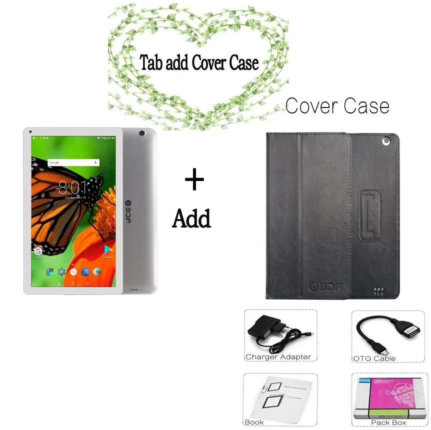 Tab add Cover Case 10 дюймов Android 5,1 планшетный ПК четырехъядерный 1 Гб ram+ 32 Гб rom WiFi версия планшета ПК 2 Мп с высокими камерами - Комплект: Tab add Cover Case