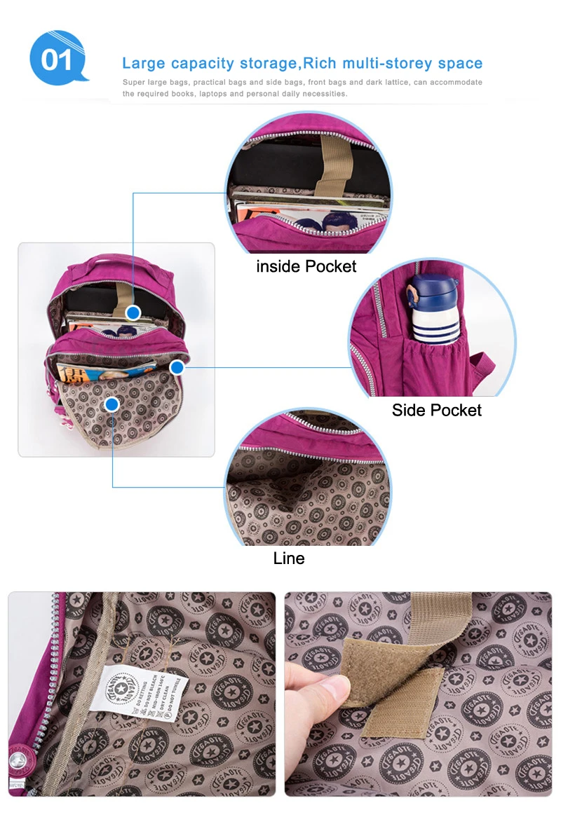 TEGAOTE рюкзак женский школьный рюкзак для девочек-подростков Mochila Escolar Повседневная нейлоновая дорожная сумка рюкзак для брелок "Ноутбук"