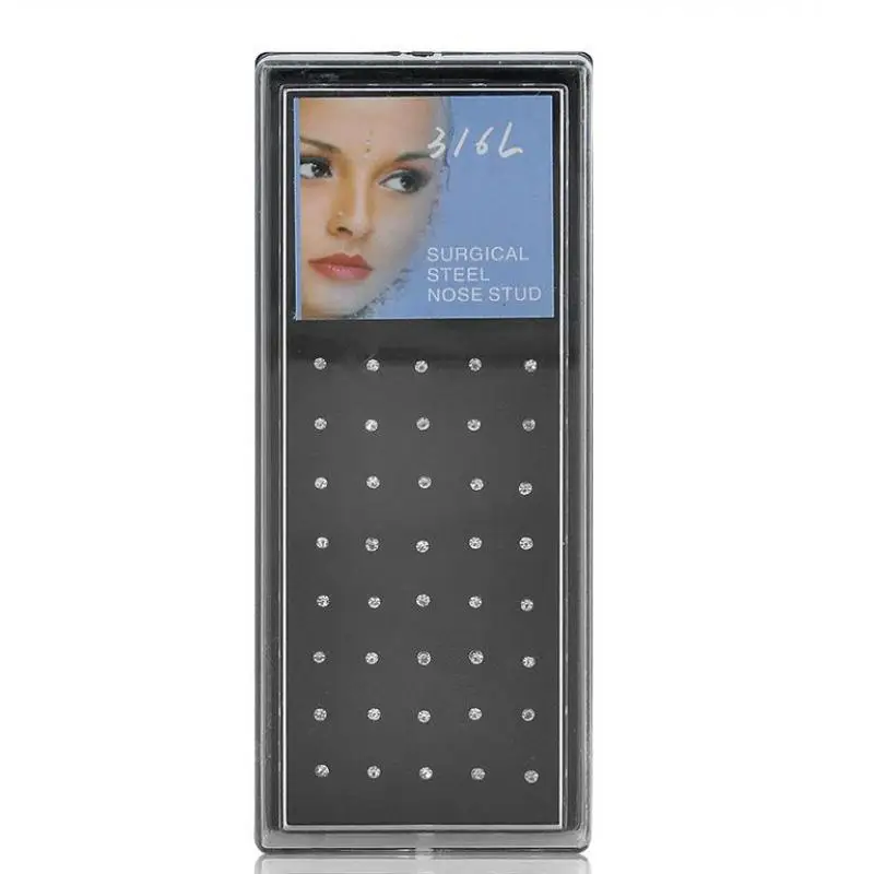 Кольца и штифты для носа из хирургической стали 60 шт./упак. 316l разные цвета