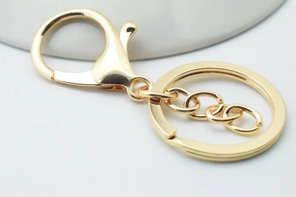 Gold color HK237-2 10 шт./лот 30 мм брелоки с застежкой омар посеребренные Брелоки для ключей HK237 - Цвет: Gold color HK237-2