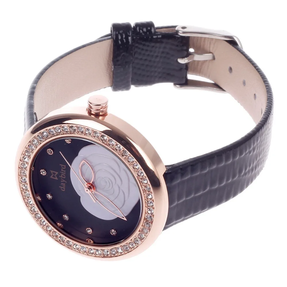 New Hot Sale Fashion GENEVA Rose Flower Women Watches Casual Leather Waterproof Quartz Ladies Rhinestone Sport | Наручные часы