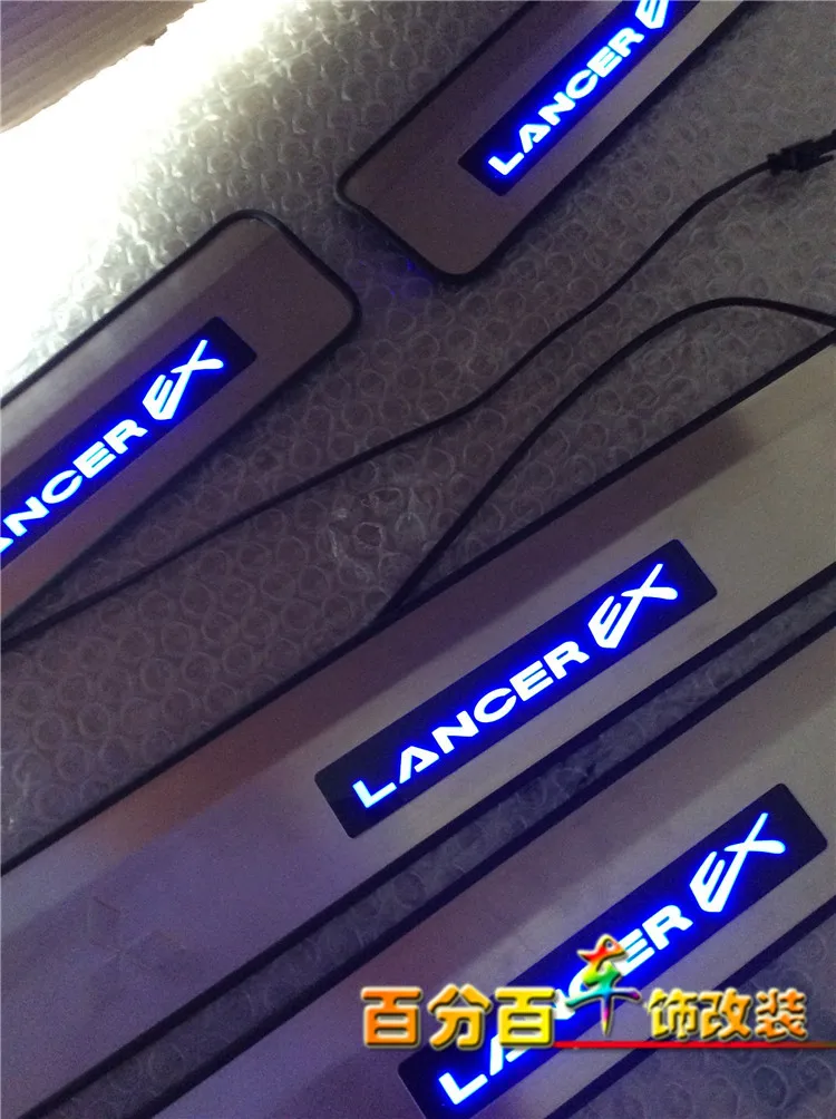 Для 2010-2013 Mitsubishi Lancer/Lancer X/Lancer Evo с синим светодиодный светильник высокого качества из нержавеющей стали Накладка/дверной порог