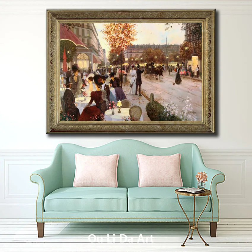 classical court figures city streets night scenery oil painting canvas printing printed on wall art decoration picture | Дом и сад