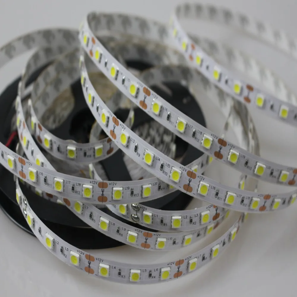 Светодиодная лента 5050 SMD 12V Гибкий неоновый светильник 60 светодиодный s/m 1 метр RGB, белый, белый теплый, синий, зеленый, красный, желтый