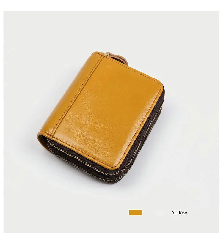Yellow card holder Кошелек GENODERN на молнии для кредитных карт для женщин RFID кредитный держатель для карт протектор для ID карт кожаный кошелек - Цвет: Yellow card holder