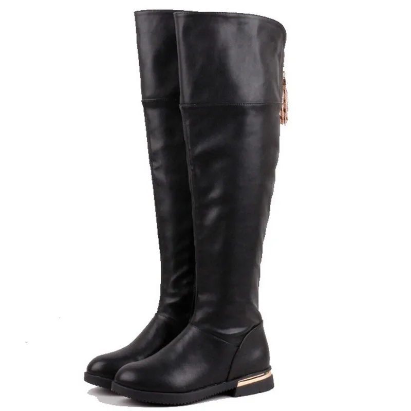 Новинка 2017 года ближайшие осень зима модные ботинки для девочек Ботфорты высокие