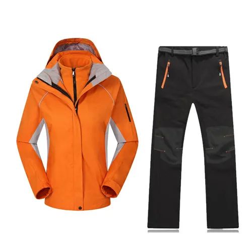 Зимний и весенний женский спортивный костюм stormwear, ветронепроницаемый, водонепроницаемый, Термальный, для альпинизма, катания на лыжах, путешествий и циклин - Цвет: Оранжевый