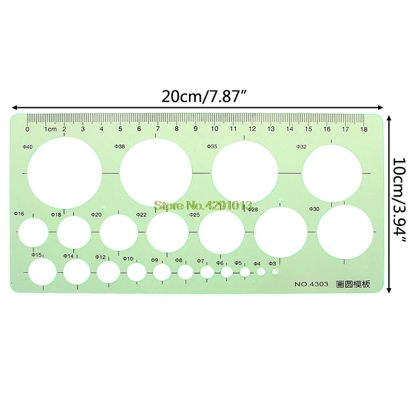 Green Plastic Circles Geometric Template Ruler Stencil Measuring Tool Students Drop Shipping Support | Канцтовары для офиса и