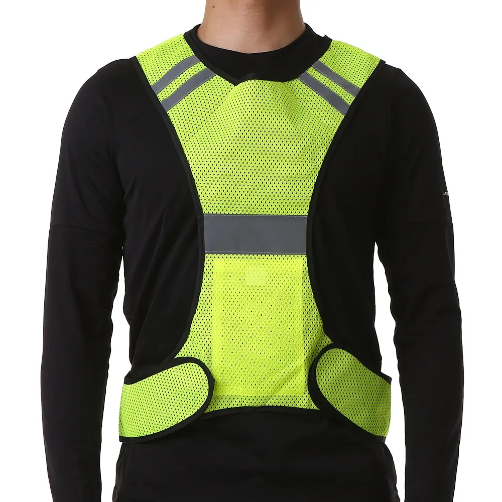 

High Visibility Night Safety Vest Sports Breathable Mesh Reflective Vest with Pocket for Cycling Running Jogging running vest
