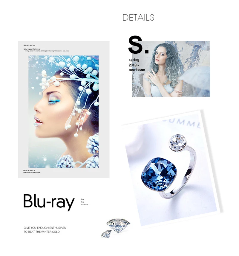 Новые модные открытые кольца MALANDA с настоящим кристаллом swarovski для женщин