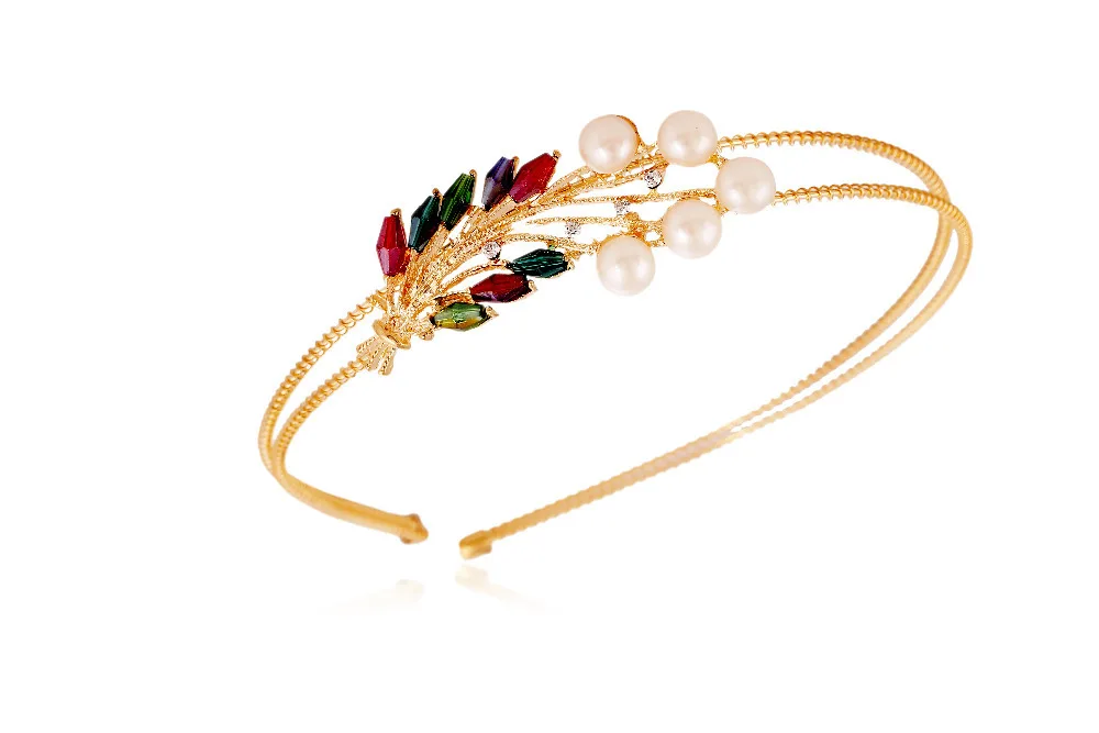 Модные Новый Hairband 6 цветов желтого золота Цвет с жемчугом кристалл аксессуар для