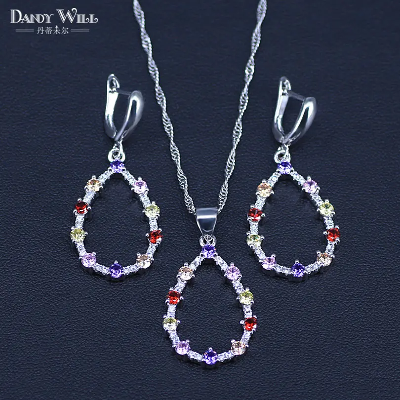 Pear Jewelry Multicolor Cubic Zirconia Sets For Women Wedding Earrings Bracelets With Stones Necklac | Украшения и аксессуары