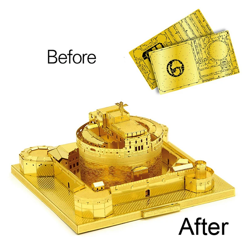 Microworld 3D DIY металлическая головоломка Sant' Angelo строительные модели Развивающие головоломки лазерной резки подарки игрушки для детей