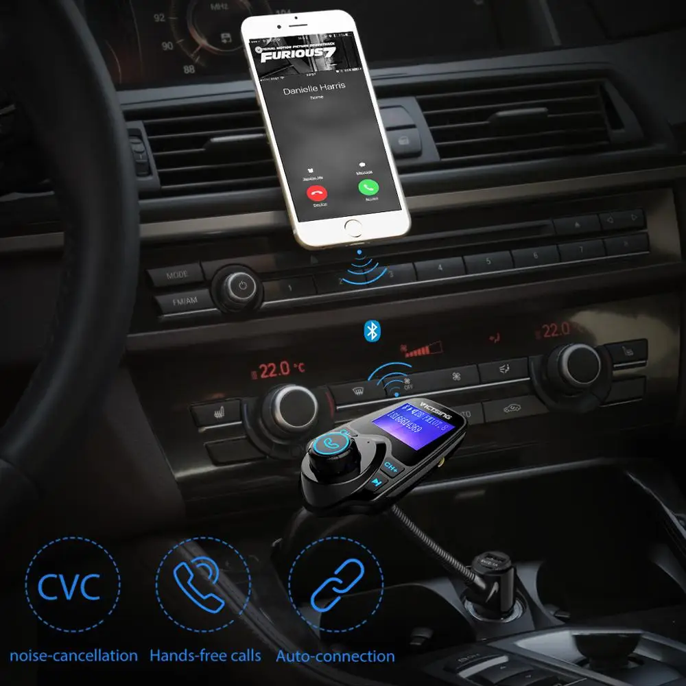 Автомобильное зарядное устройство Bluetooth FM передатчик USB беспроводной