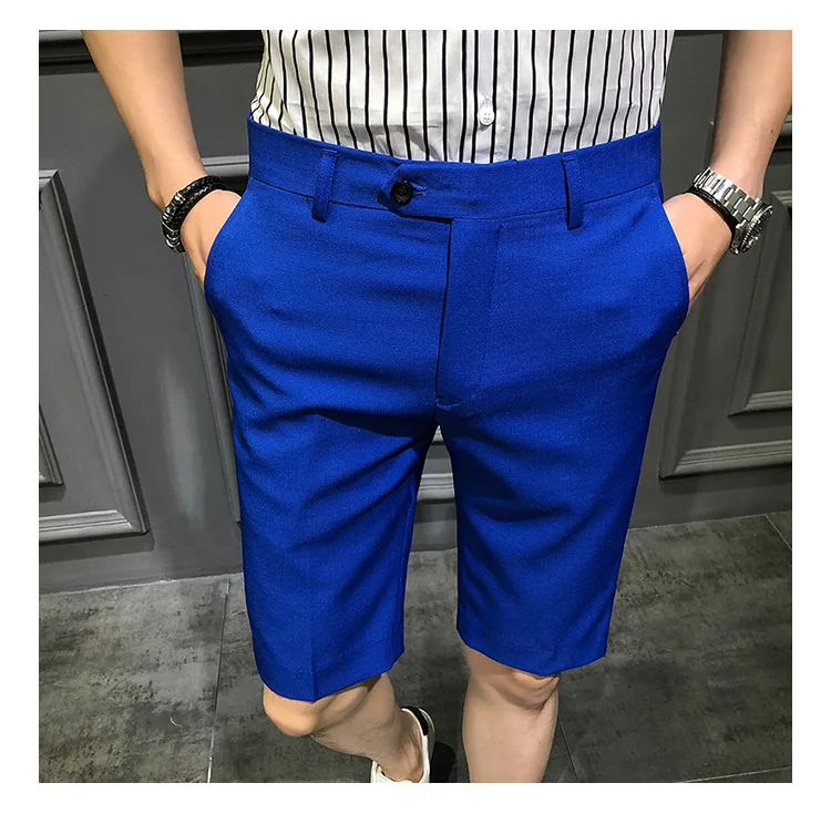 Короткий костюм брюки мужские платья брюки красные пятые Брюки Slim Fit Королевский синий Pantalon Slim Homme летние шорты Calca Social casual