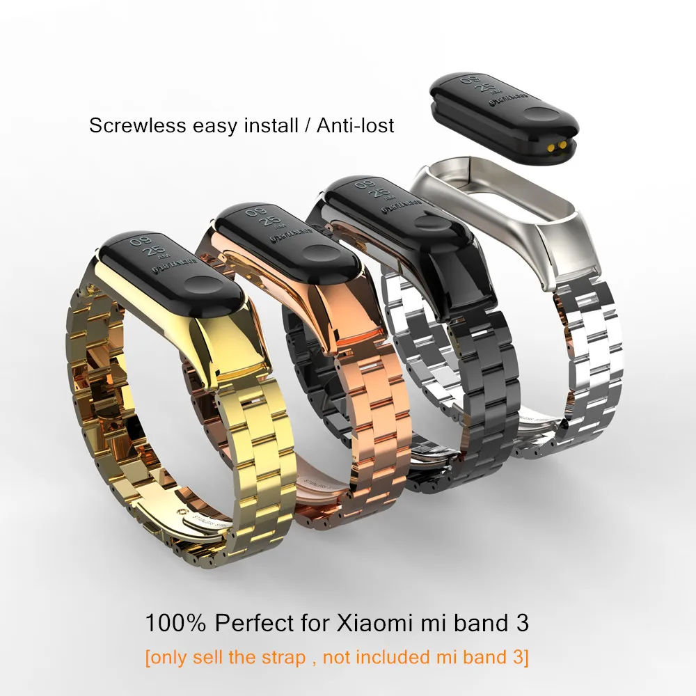 E-ZONE mi band 3 металлический ремешок для Xiaomi mi Band 3 Браслет Смарт-часы Band 3 аксессуар