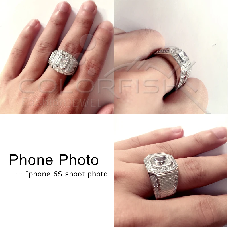 Мужское кольцо для помолвки COLORFISH из серебра 925 пробы с квадратным отверстием 2 5