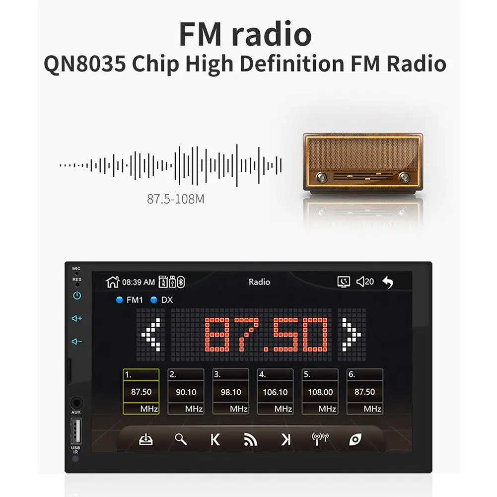 Автомагнитола 7 дюймов 2 DIN сенсорный экран стерео FM радио Bluetooth MP5 плеер поддержка
