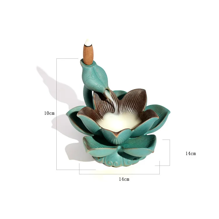 

Incense Burner Ceramic Lotus Flower Smoke Waterfall Backflow Censer Incense Holder Censer Gift Ornaments Creative Home Decor