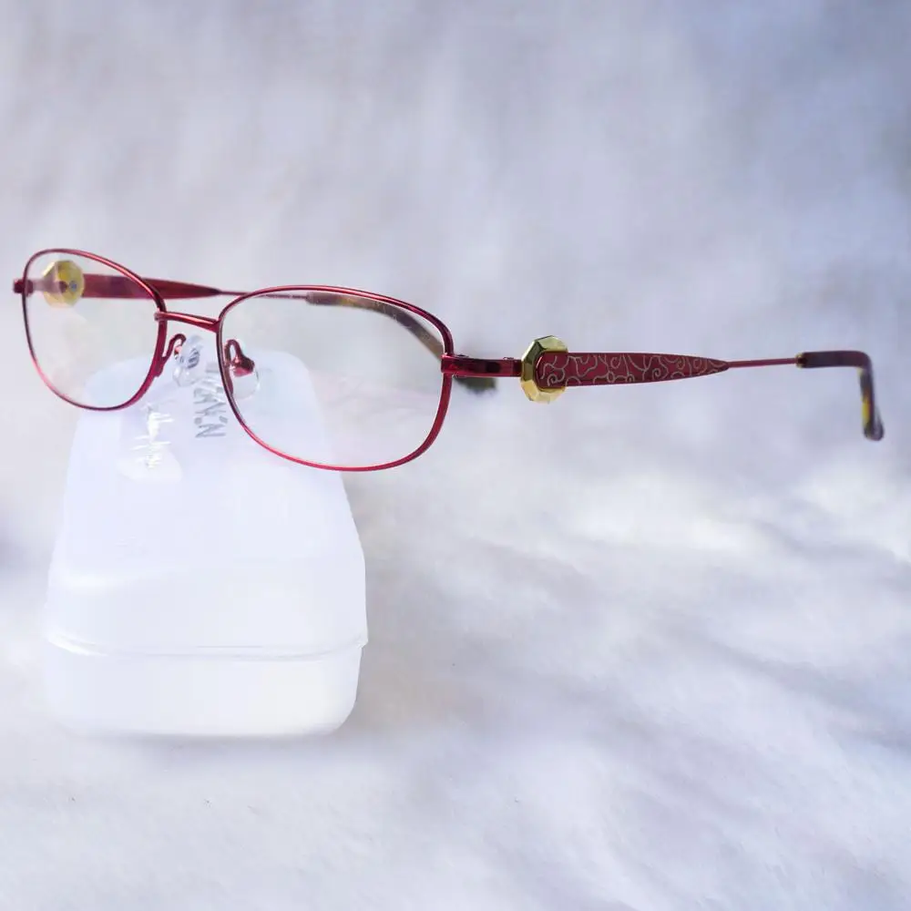 Ретро женские очки оправа с прозрачными линзами Oculos De Grau сплав роскошные очки для глаз Цветочные оптические оправы винтажные уникальные товары - Цвет оправы: Красный