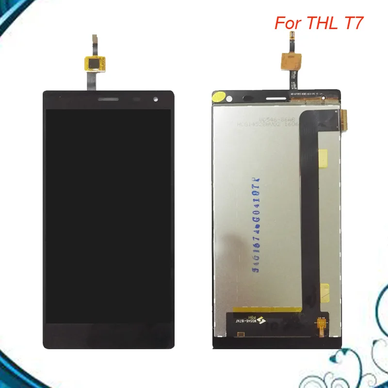 100% протестированный ЖК дисплей и сенсорный экран 5 дюйма для THL T7 дигитайзер в