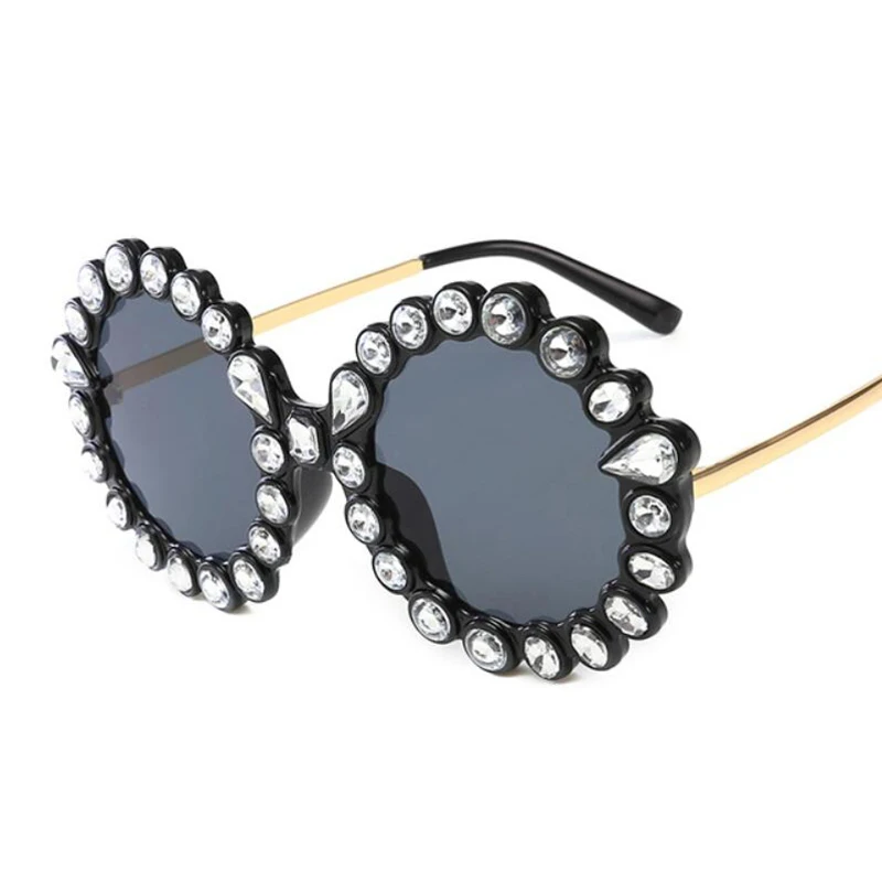 Diamond Round Oversized Sunglasses Women Designer Brand Luxury Transparent Yellow Red Sun Glasses Street Shades UV400 | Аксессуары для