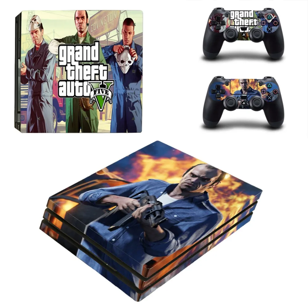 Наклейка для PS4 Pro для консоли playstation 4 и 2 контроллеров PS4 Pro Skins sticker s Vinyl-Grand Theft Auto V GTA 5