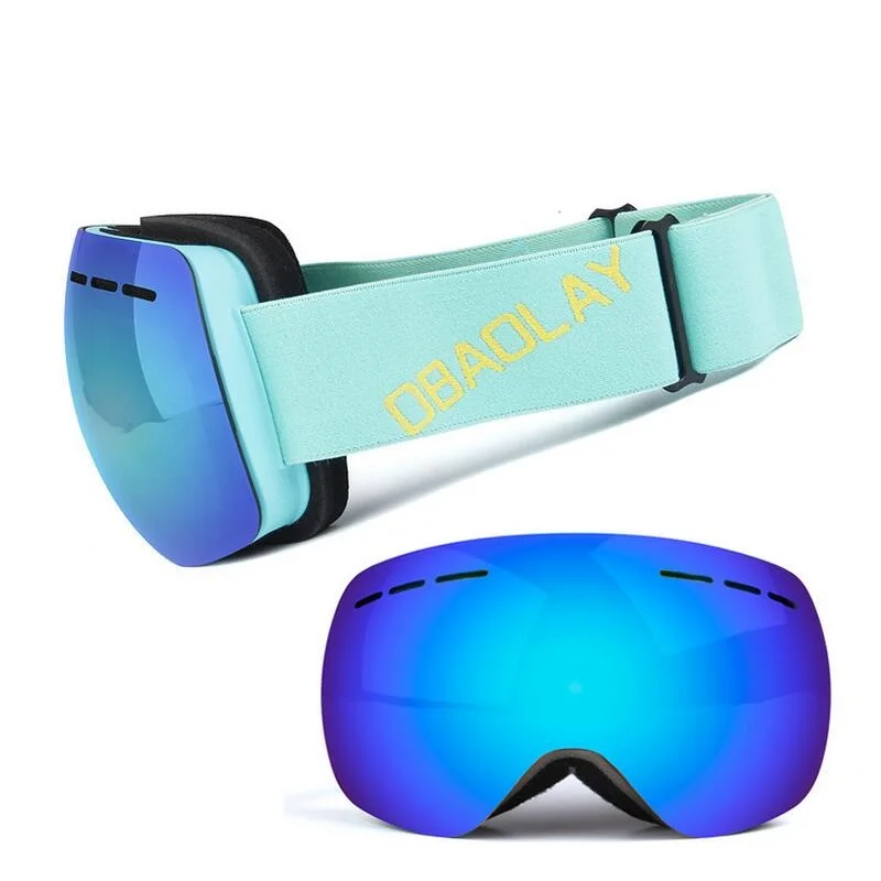 Лыжные очки с двойными линзами UV400, сноуборд, зимние лыжные очки для мужчин и женщин, анти-туман, маска для снегохода, спорт, для взрослых, ветрозащитная