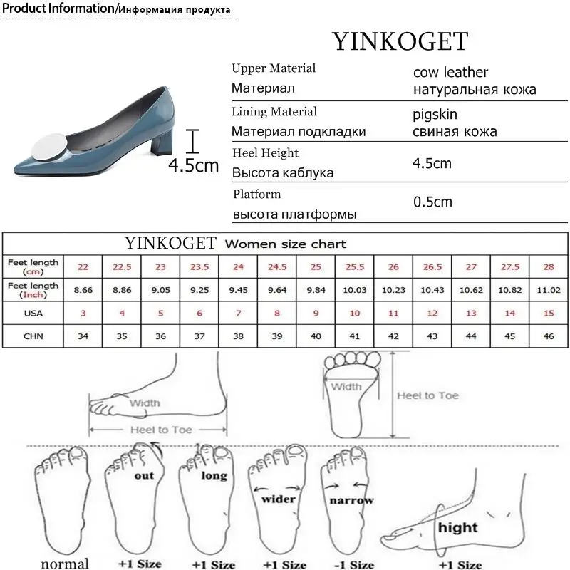YINKOGET/Женская обувь из натуральной кожи на высоком каблуке с острым носком