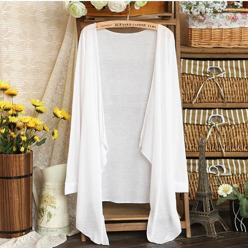 Женский кардиган ярких цветов на лето и осень вязаный с длинным рукавом одежда