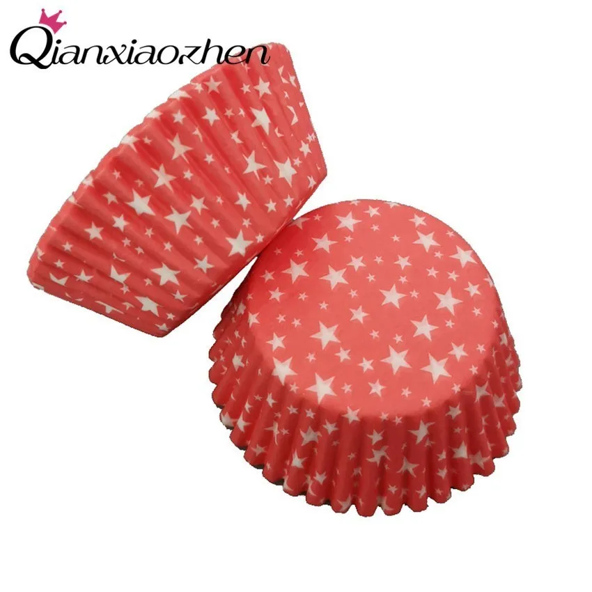 Qianxiaozhen 100pcs Star Paper Cupcake Cups Cake Baking Cup Bakeware Wrapper Wedding Party Supplies | Дом и сад