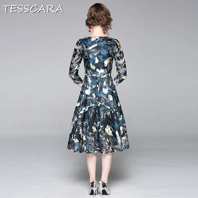 TESSCARA, женское летнее элегантное кружевное платье, праздничное, женское, высокое качество, для офиса, для девушек, вечерние, женское, дизайнерское, длинное, ТРАПЕЦИЕВИДНОЕ, Vestidos
