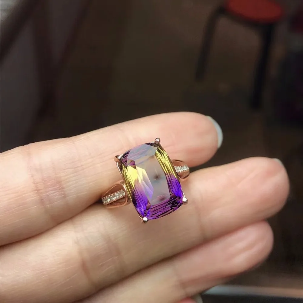 

US STOCK Uloveido Square Purple Amethyst Rose Gold 925 Sterling Silver Promise Ring for Girl Women Engagement Wedding Ring FJ277