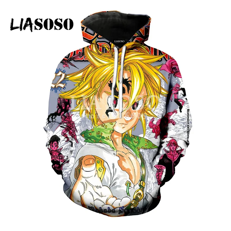 LIASOSO новая аниме Nanatsu No Taizai The Seven Deadly Sins 3D печать футболка/Толстовка хипстер